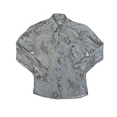 Vintage 90s Men's Gray Blue Abstract Print Long Sleeve Ugly Shirt L by Jean Chatel